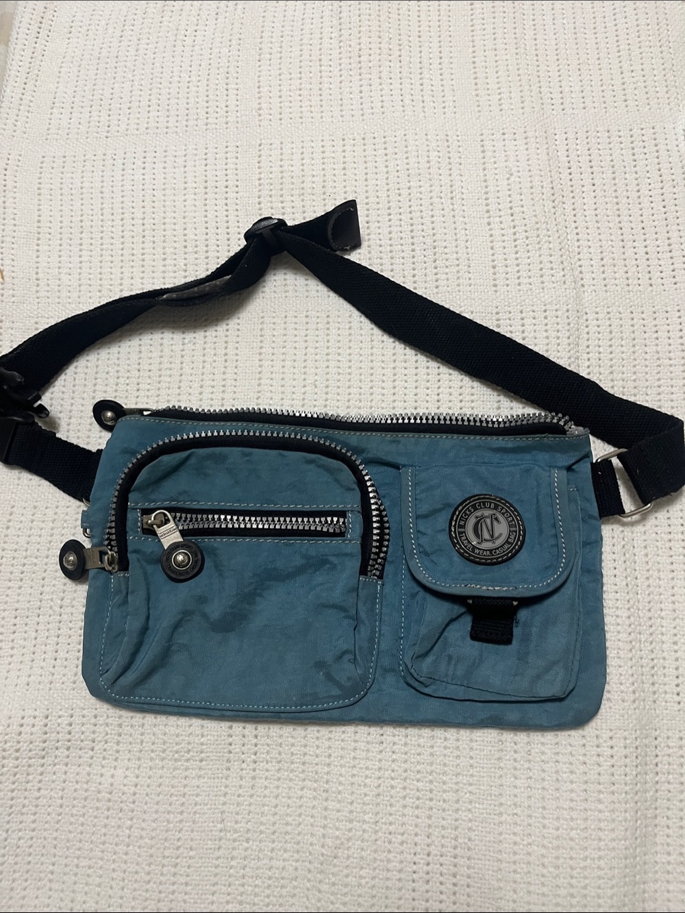 Blue Women’s Crossbody Belt Bag with Multiple Pockets